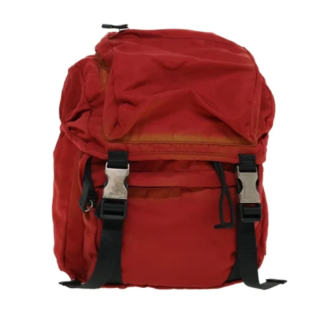 Prada Vintage Pre-owned Fabric backpacks Red Dames