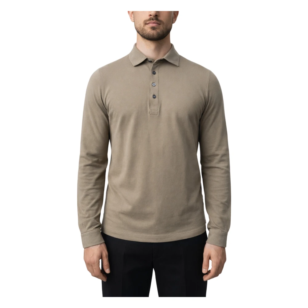Gran Sasso Homme Vert Tops, Taille: 2XL Polo À Manches Longues En Coton Crêpe