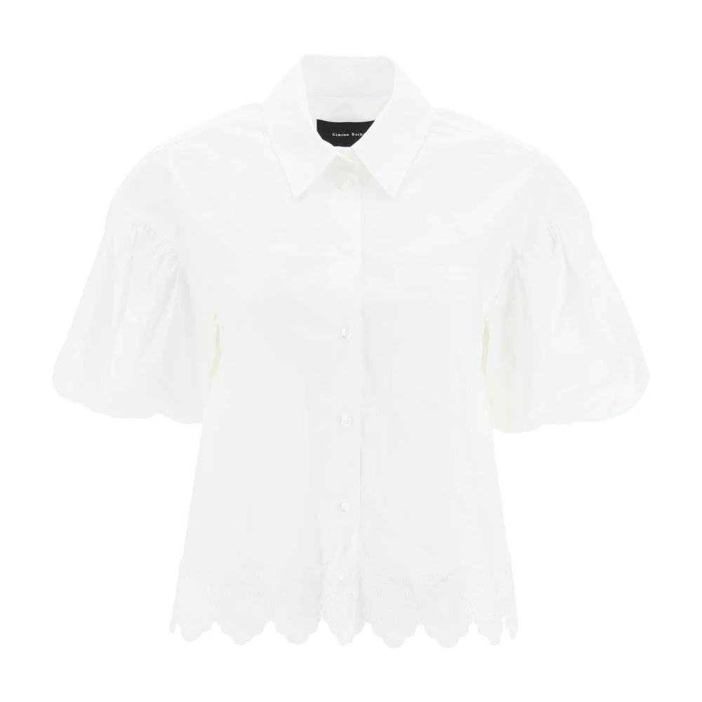 Simone Rocha Broderad kortärmad skjorta med puffärmar White, Dam