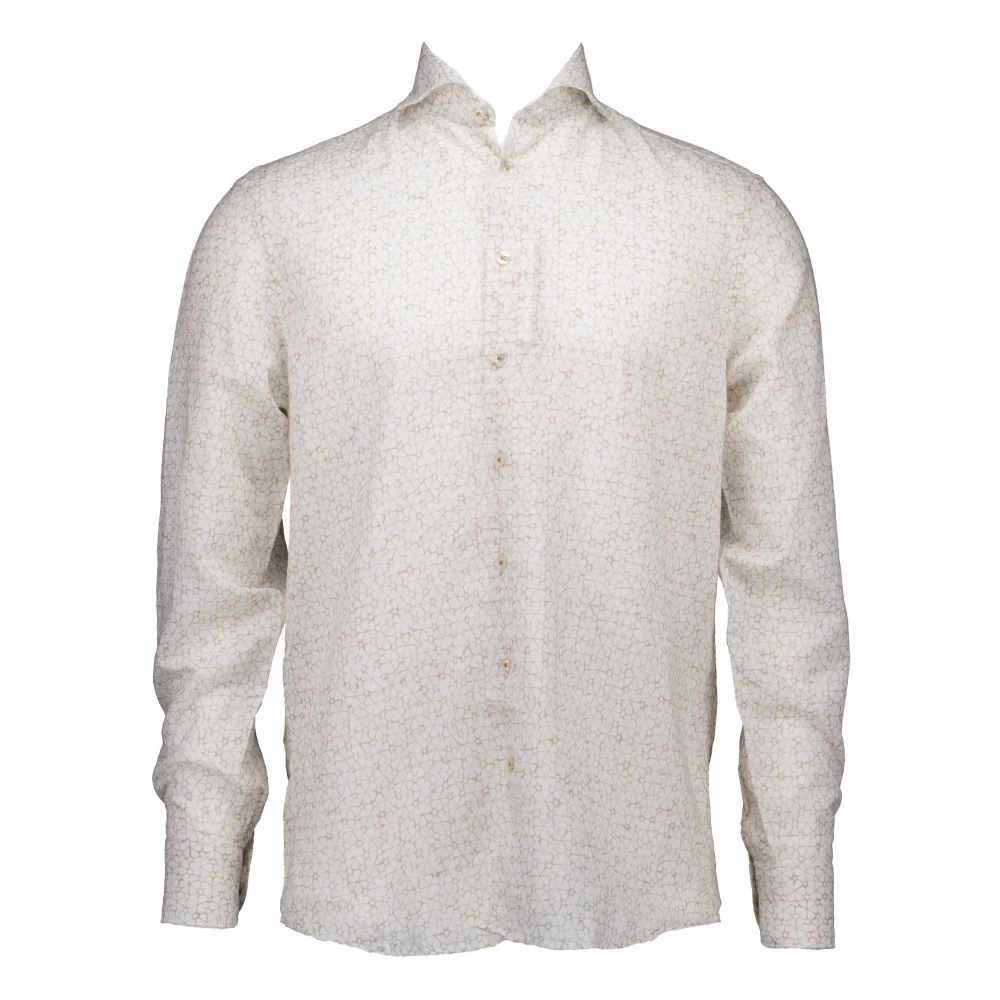John Miller Geel zakelijk overhemd met print Beige Heren