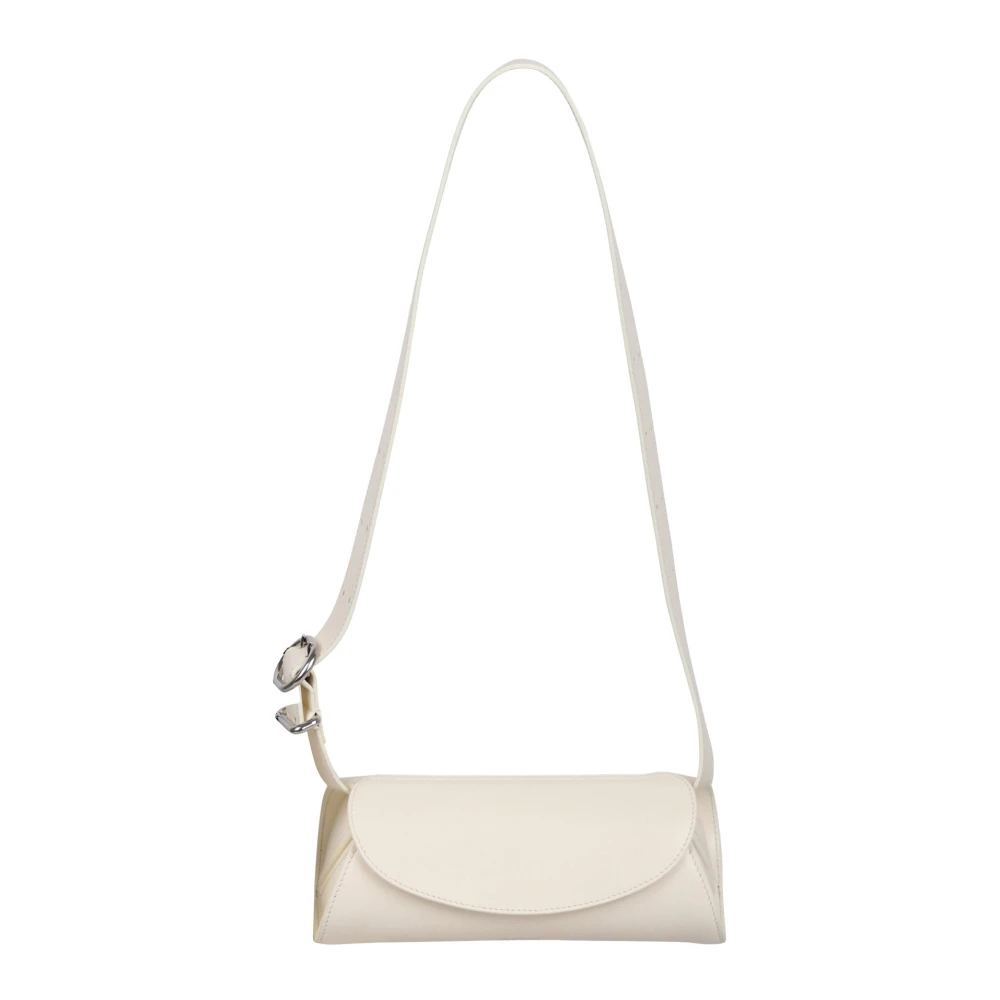 Jil Sander Mini Cannolo Logo Print Schoudertas Beige Dames