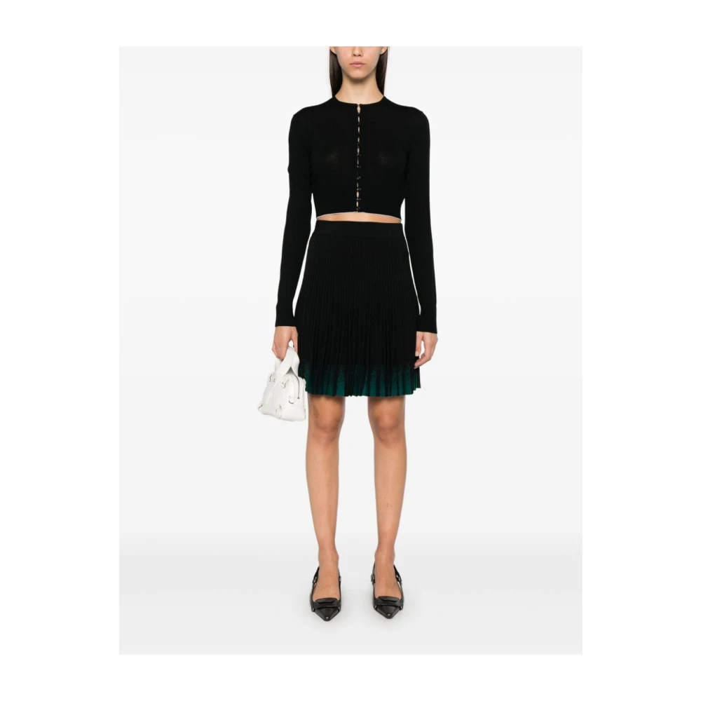 Emporio Armani Zwarte Geribbelde Gebreide Ombré Geplooide Rok Black Dames