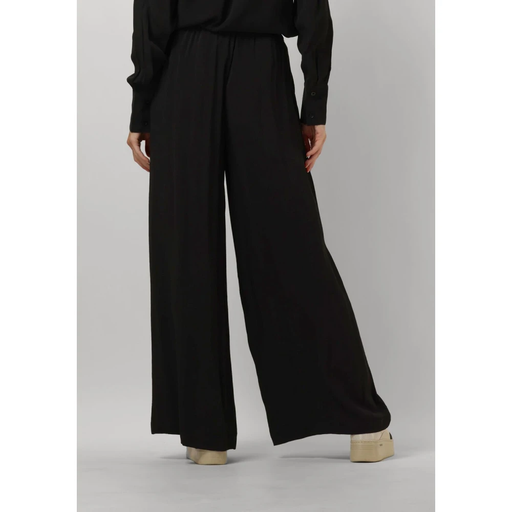 Notre-v Wijde Pijp Zwarte Broek Black Dames