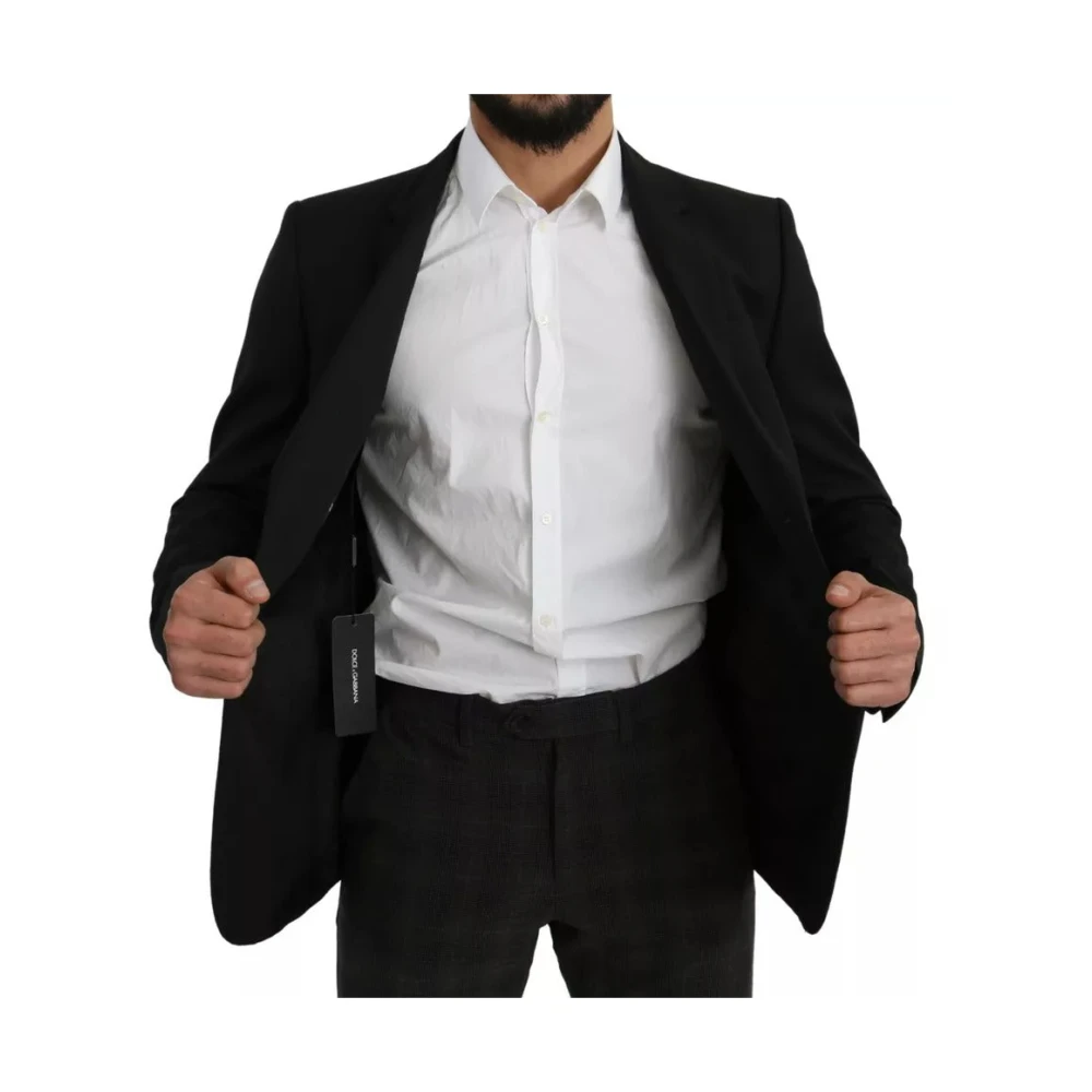 Dolce & Gabbana Zwarte wollen blazer Slim Fit Notch Black Heren