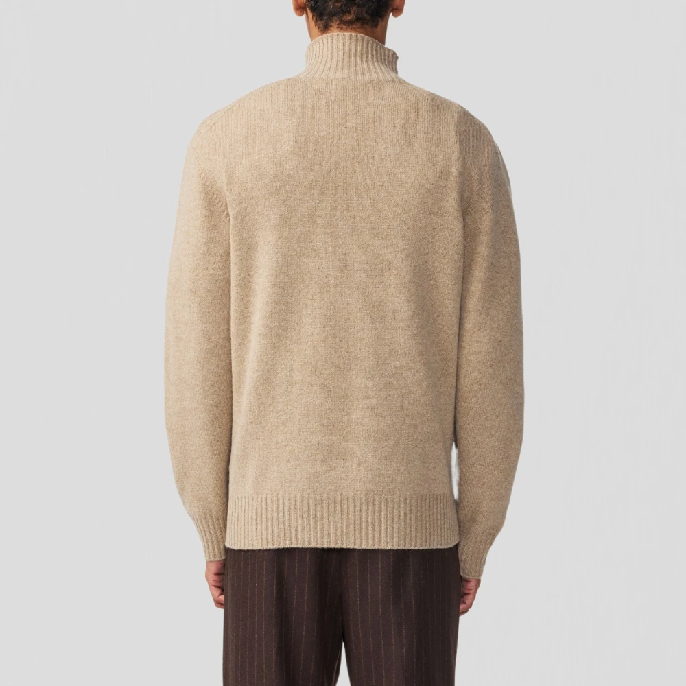 Nn07 Zachte Wollen Blend Gebreide Trui Beige Heren