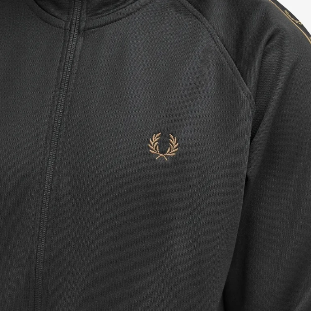Fred Perry Contrast Taped Track Jacket Black Heren