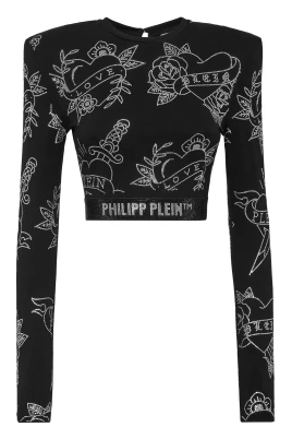 Shoulder Pads Cropped Top LS Love