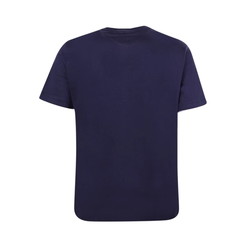 Eleventy Blauwe Voyage Print T-shirt Polo Blue Heren