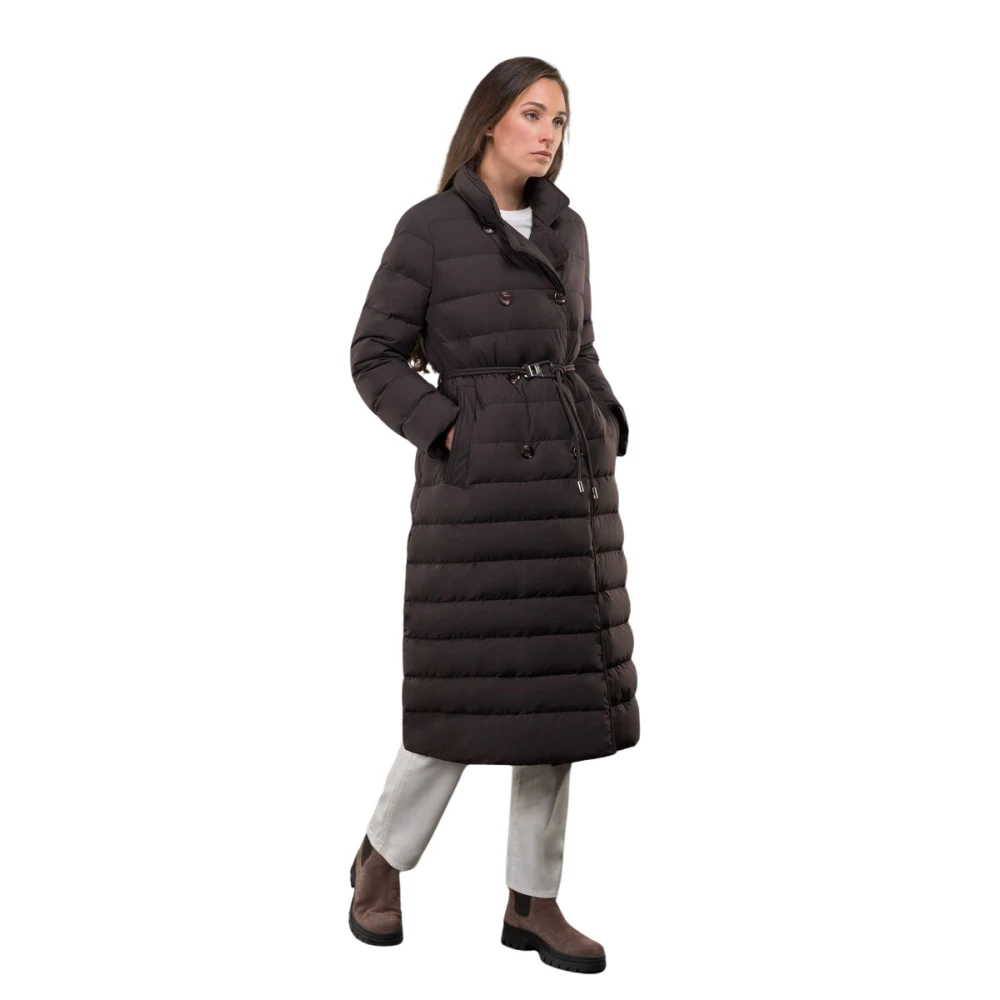 Moorer Women's Brown Down Coats, 2XS, Raely-Kn Trench