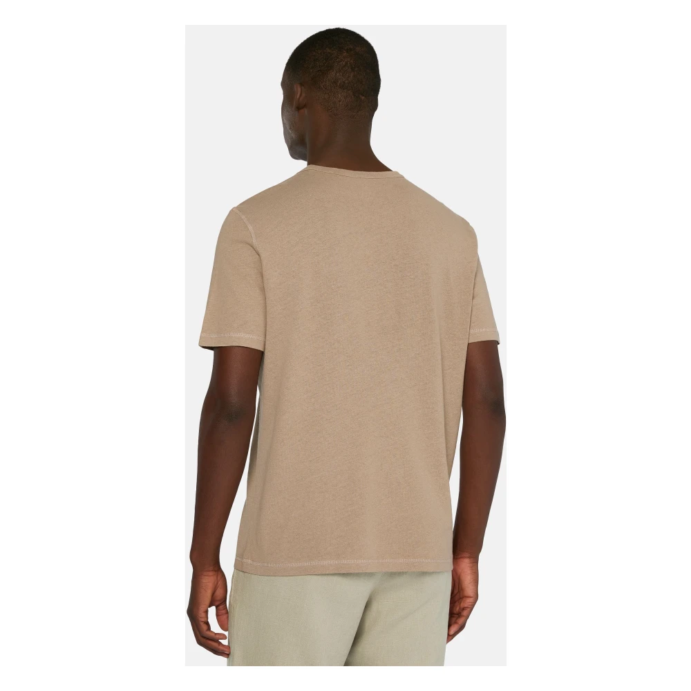 Boggi Milano Ss Mixed Linen Cotton Jersey T-Shirt Beige Heren