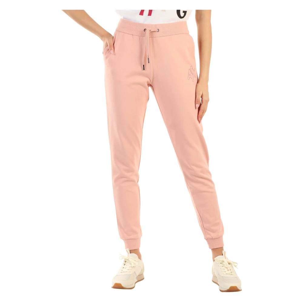 Armani Exchange Katoenen sweatpants met strass-logo Pink Dames