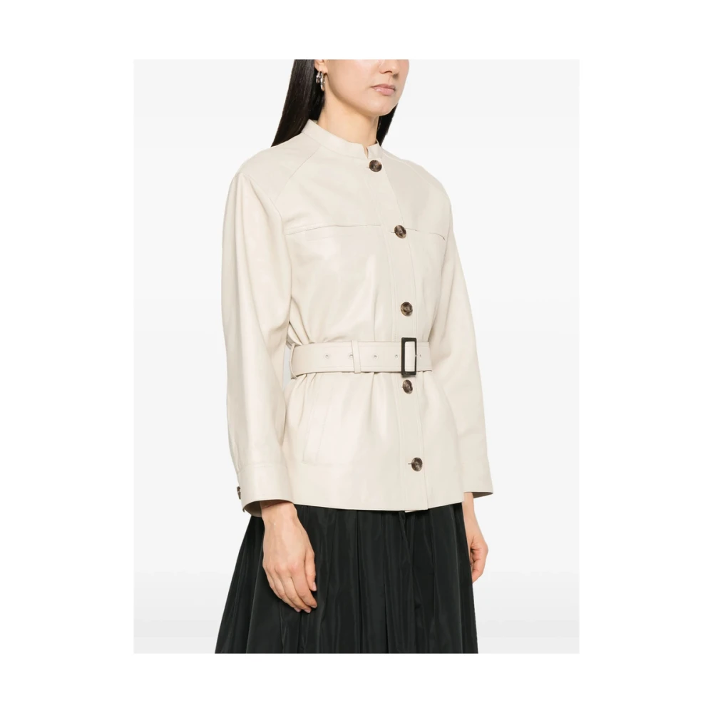 Yves Salomon Beige leren bovenkleding met riem White Dames