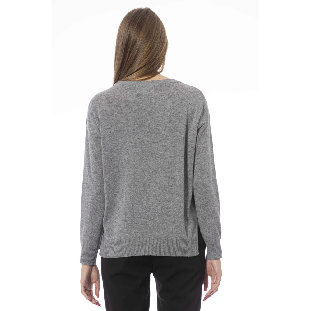 Baldinini Lange Mouw Ronde Hals Trui Gray Dames