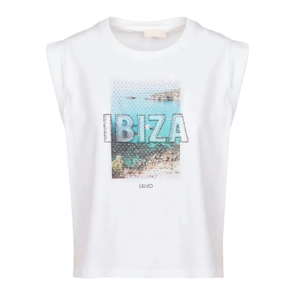 Liu Jo Ibiza Front Print Katoenen T-shirt White Dames