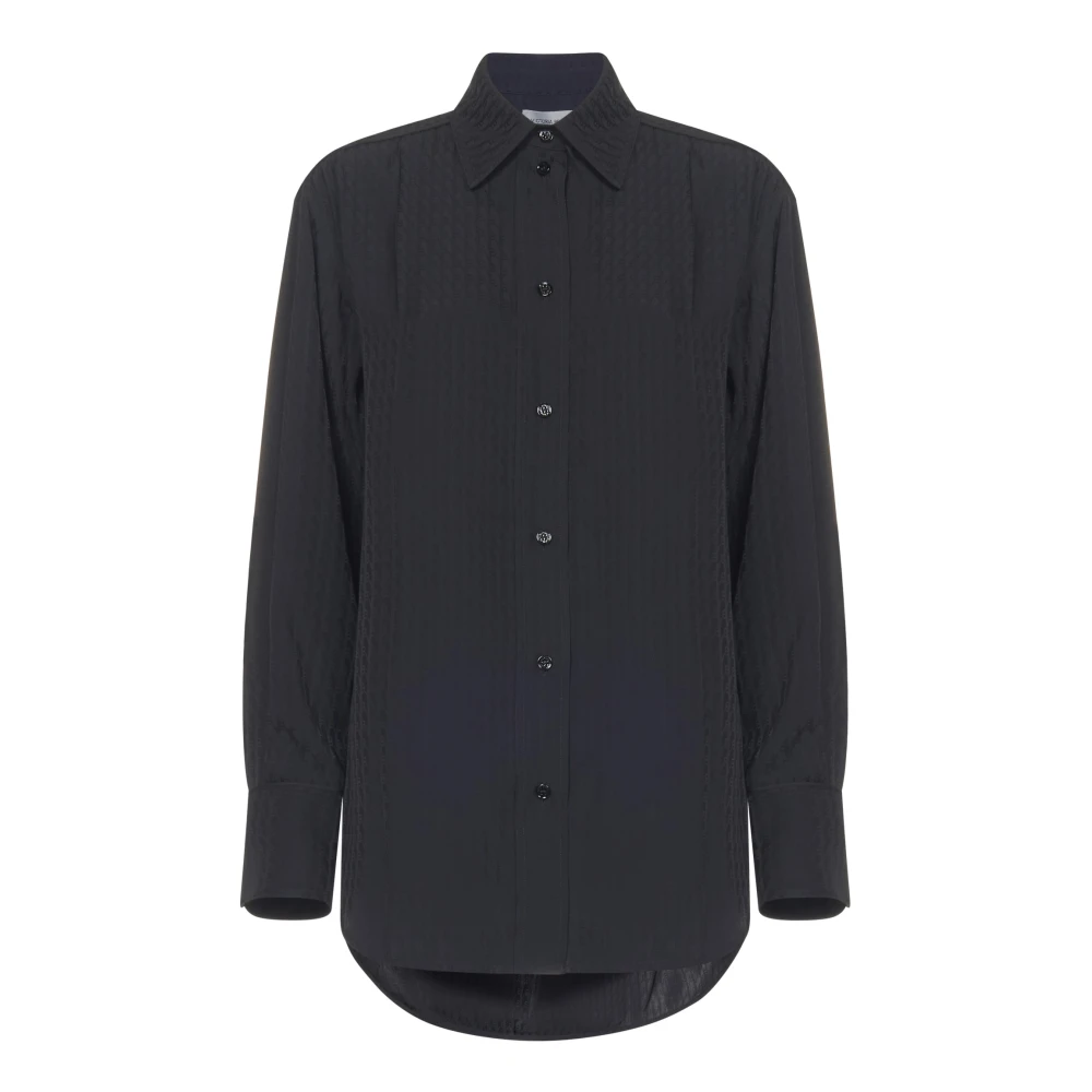 Victoria Beckham Women's Black Shirts, 2XS, Satin-Jacquard Shirt