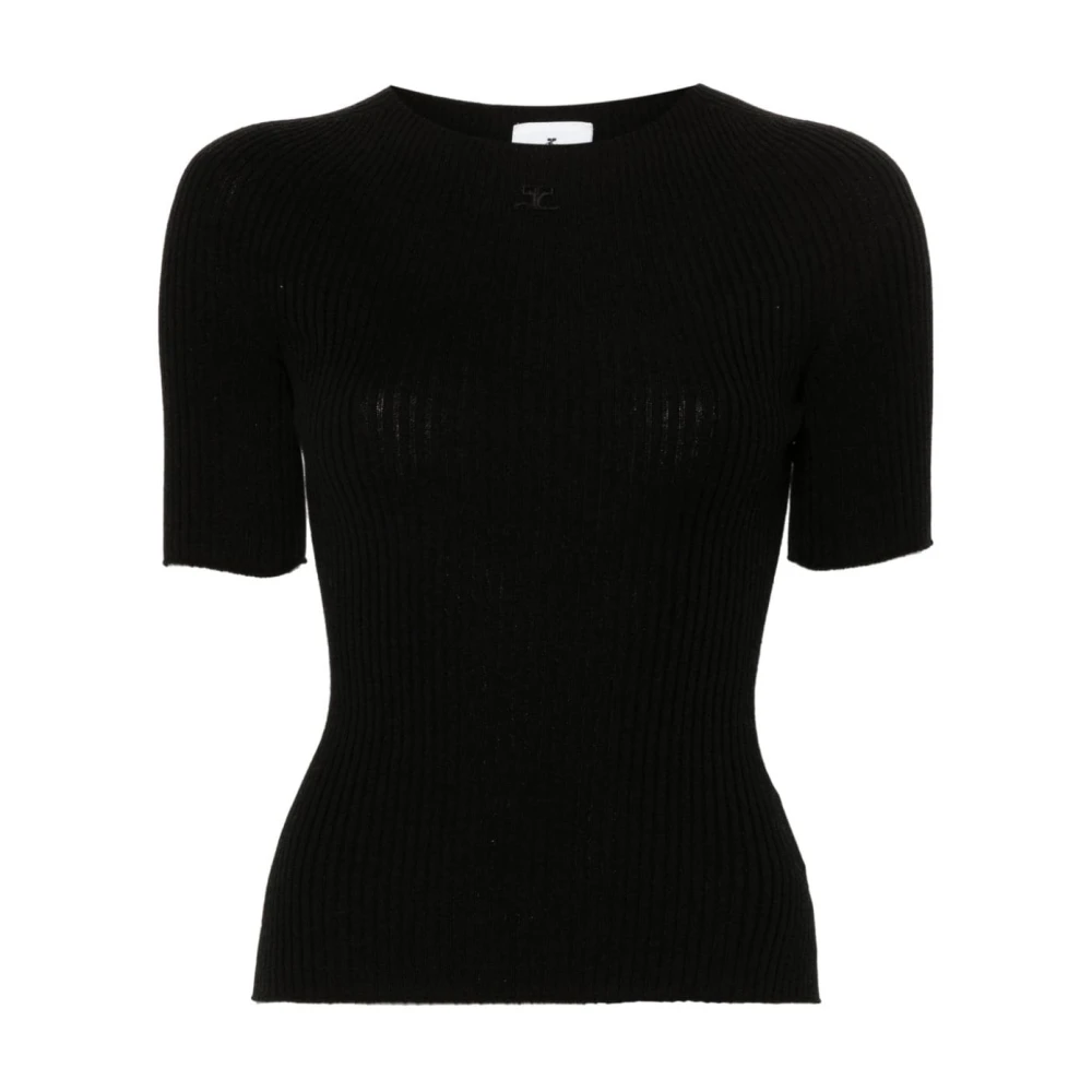 Courrèges Zwarte Ribgebreide Trui Black Dames