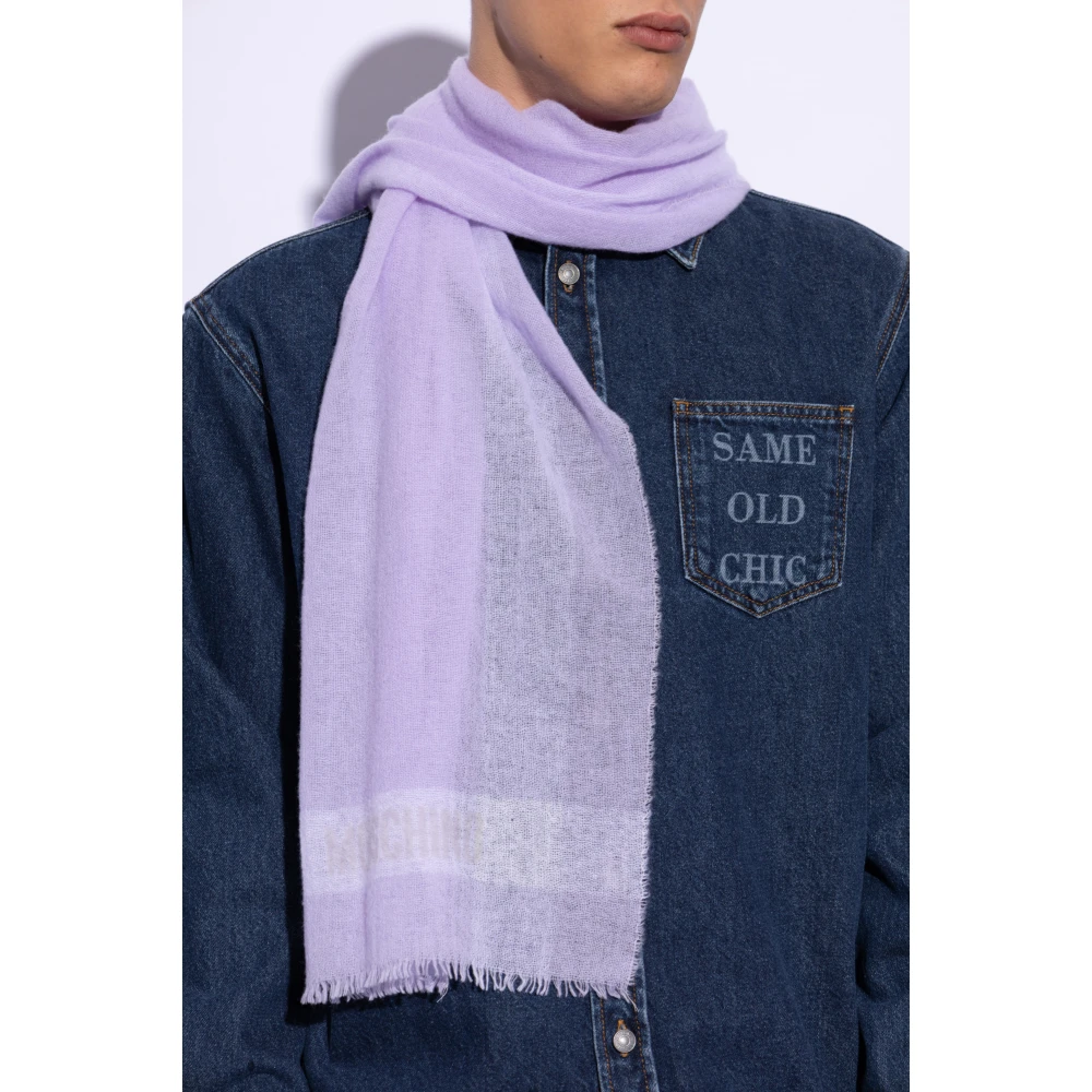 Moschino Kasjmier sjaal met logo Purple Unisex