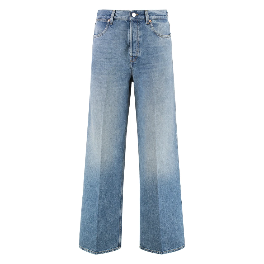 Gucci Women's Blue Wide Jeans, W25, Wide-Leg Jeans With Leather Tag