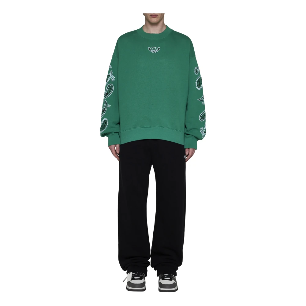 Off White Skate Crewneck Bandana Sweaters Green Heren