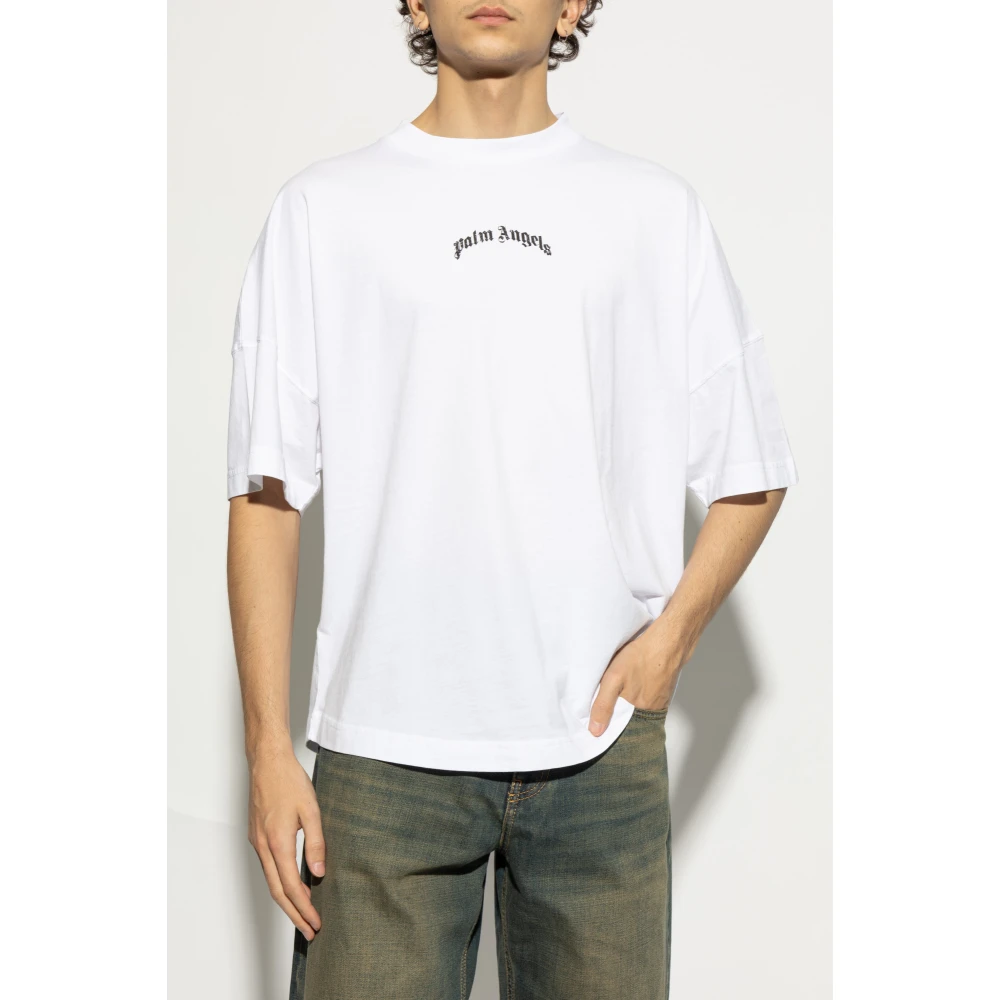Palm Angels T-shirt met logo White Heren
