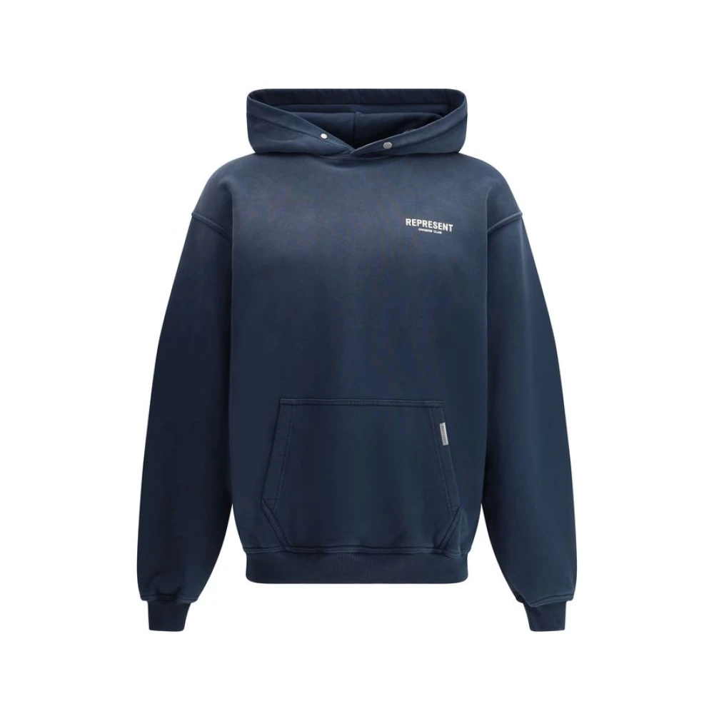 Represent Monogram Katoenen Hoodie met Verstelbare Capuchon Blue Heren
