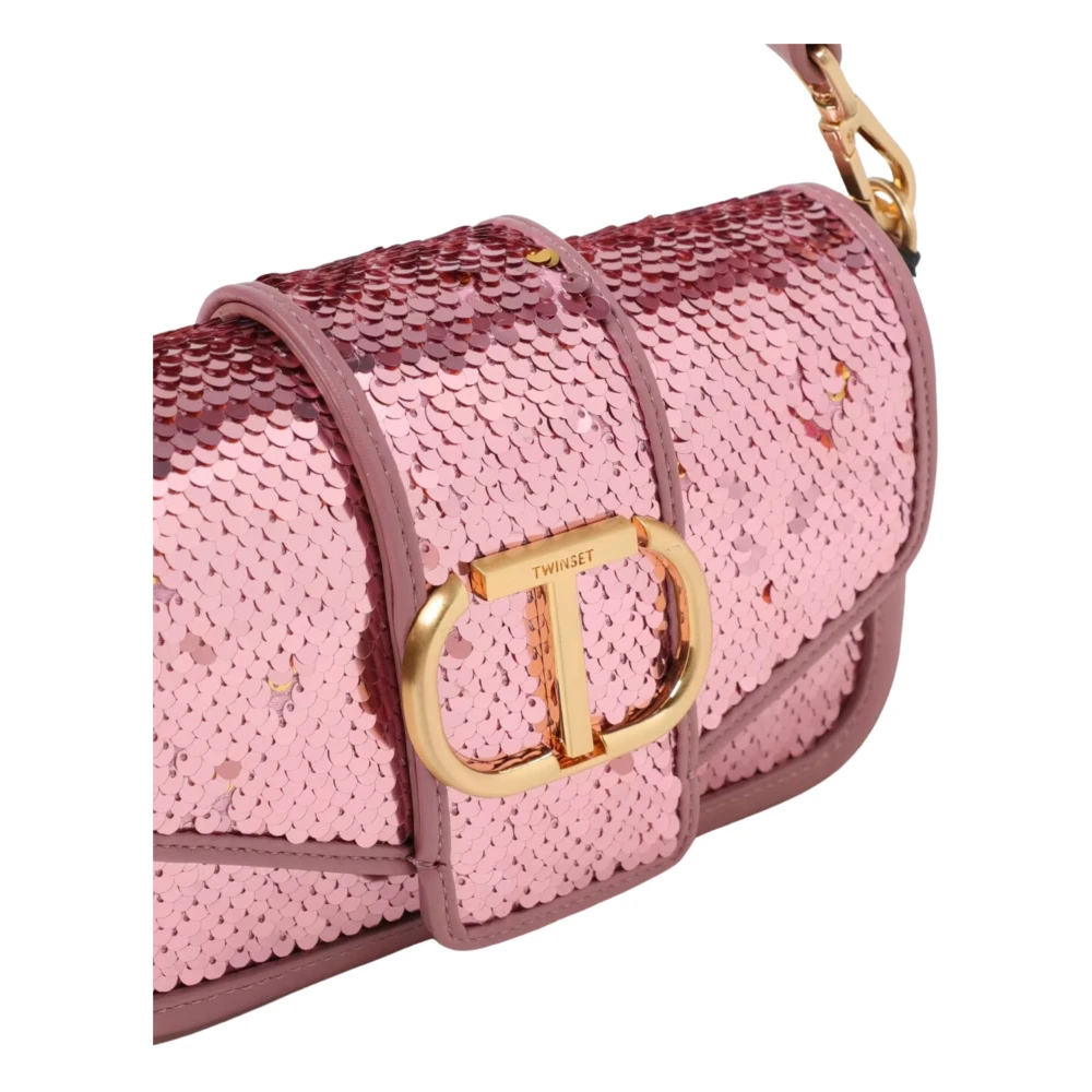 Twinset Roze Paillet Top Handvat Schoudertas Pink Dames