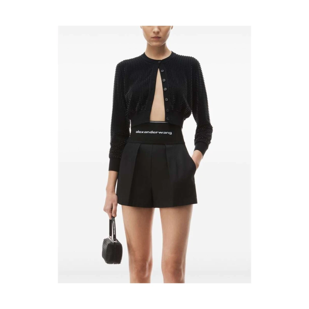 alexander wang Gespikkelde Leren Handtas met Logoprint Black Dames