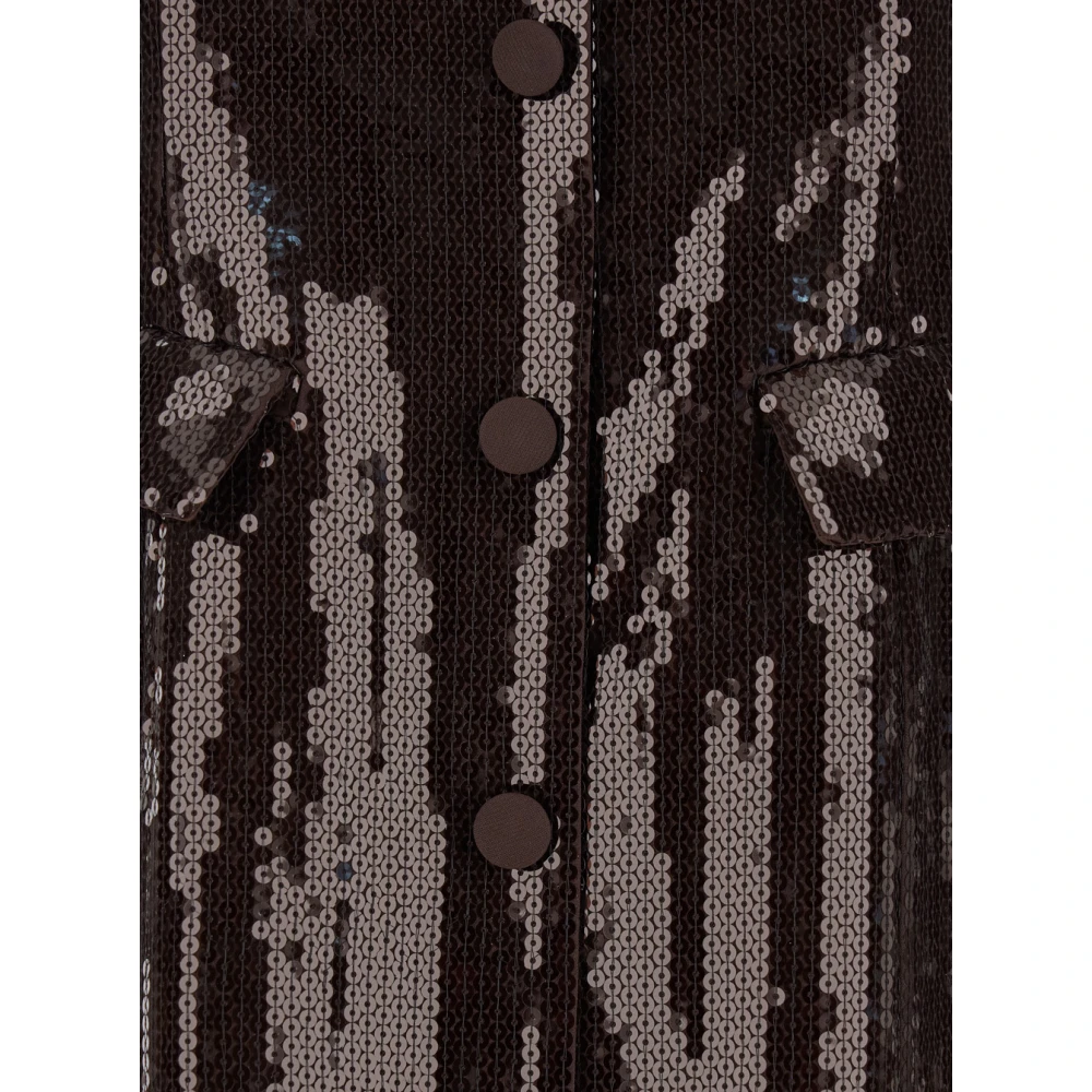 Rotate Birger Christensen Bruine Slim Midi Jurk Brown Dames