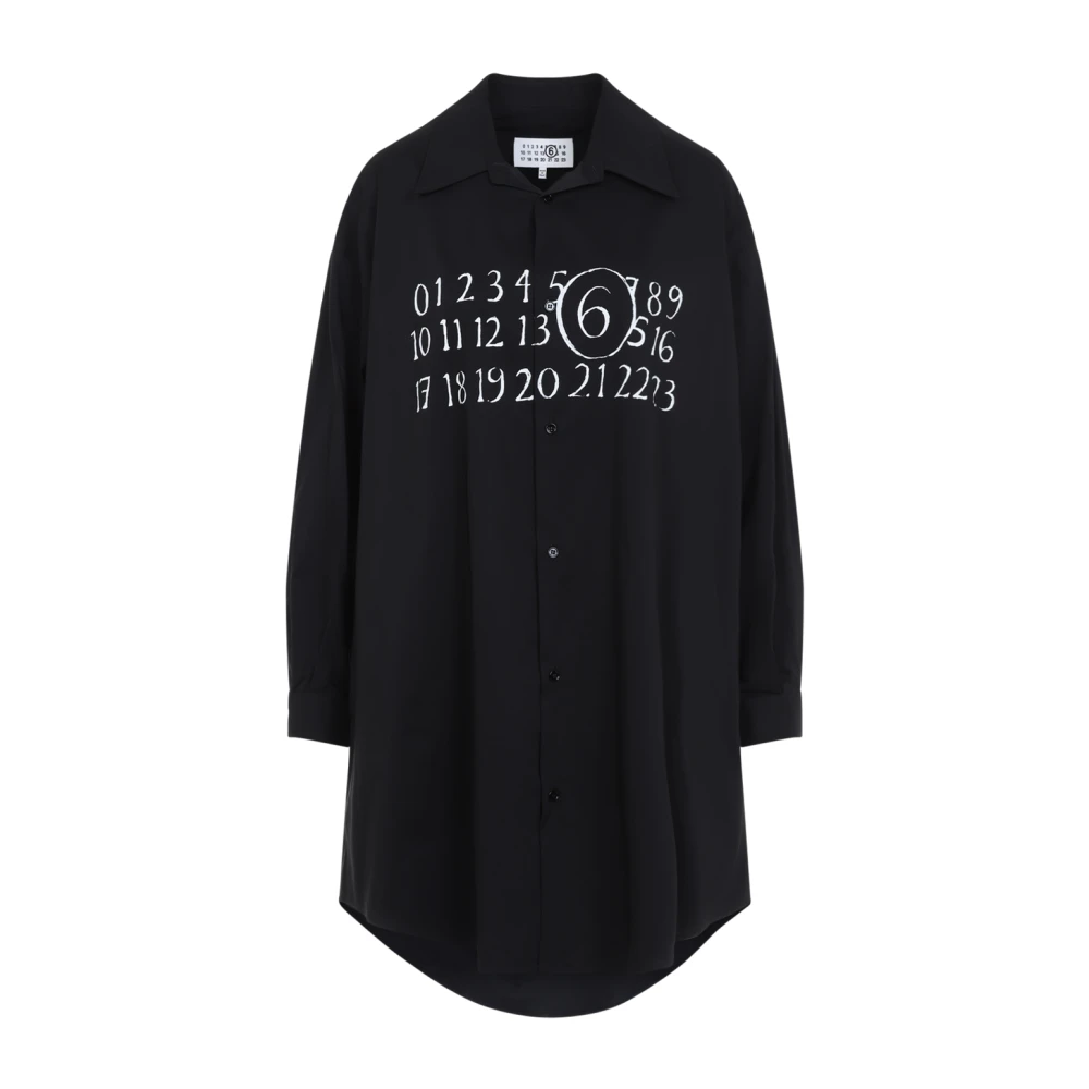 MM6 Maison Margiela Geprintte Shirt Dress Black Dames
