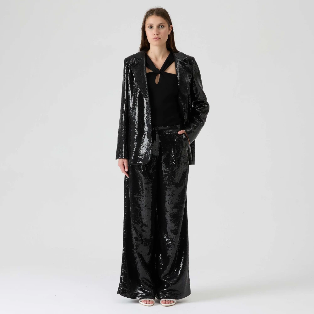 Federica Tosi Paillet Blazer Oversize Zwart Elegant Stijl Black Dames