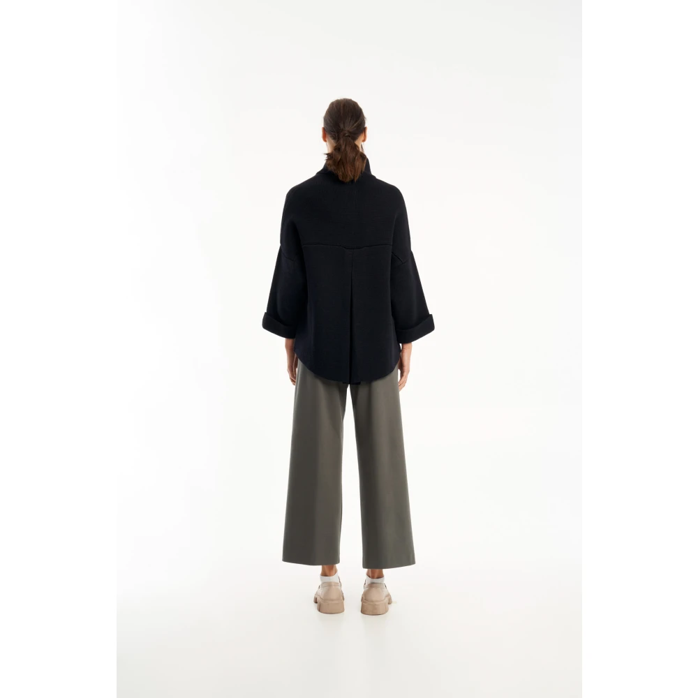 Vicario Cinque Marineblauwe Wol-Alpaca Jas Blue Dames