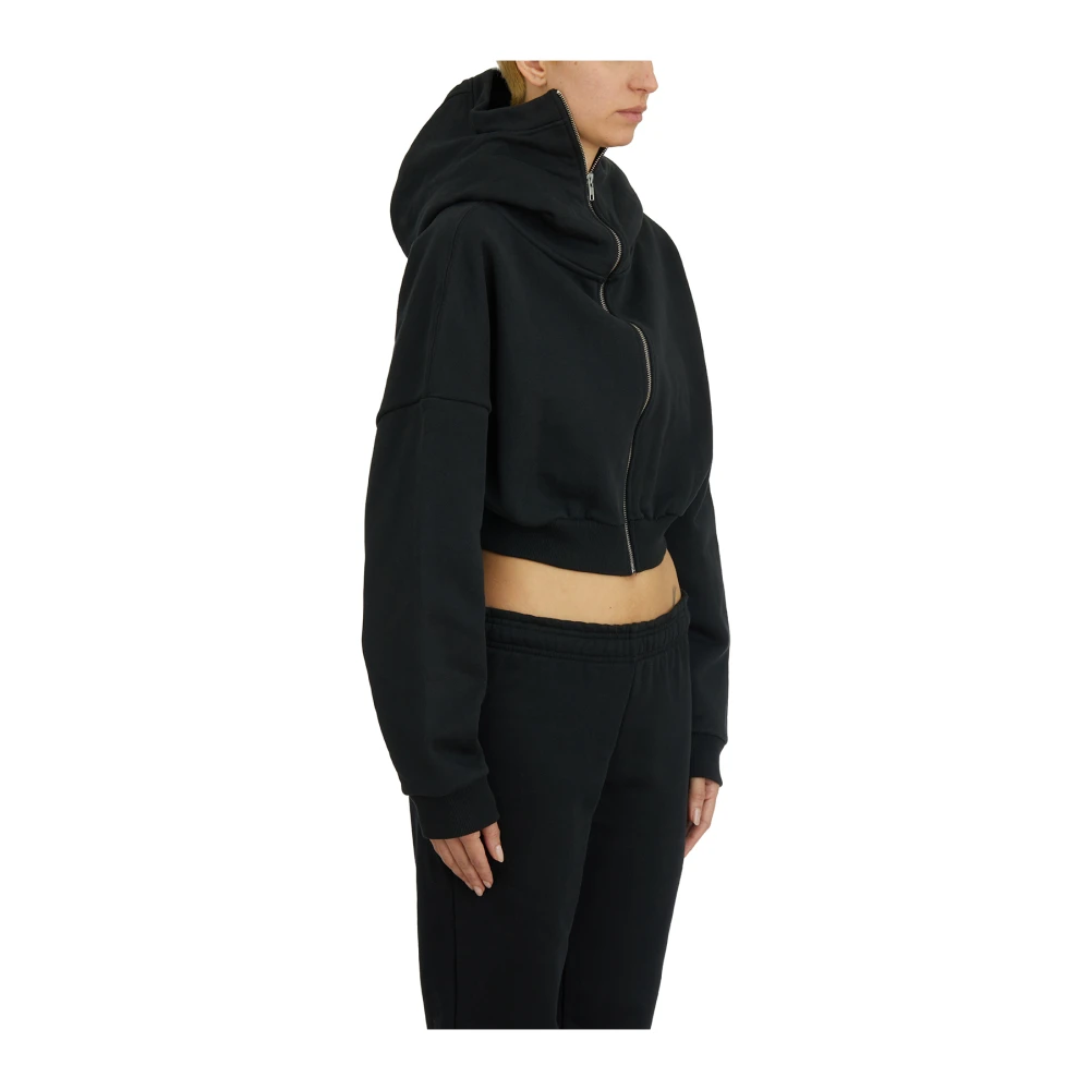 Entire Studios Cropped Zip Hoodie Black Dames
