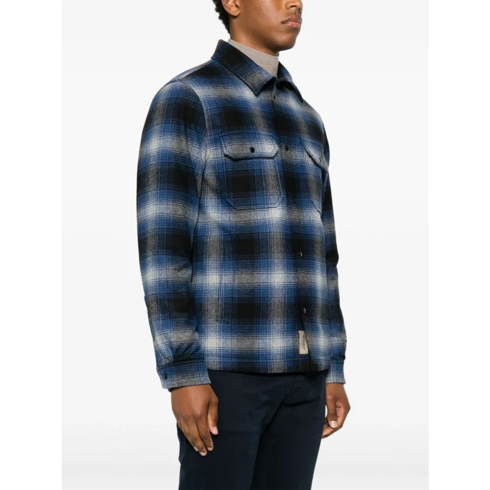 Woolrich Geruite Licht Jack Blauw Mannen Blue Heren