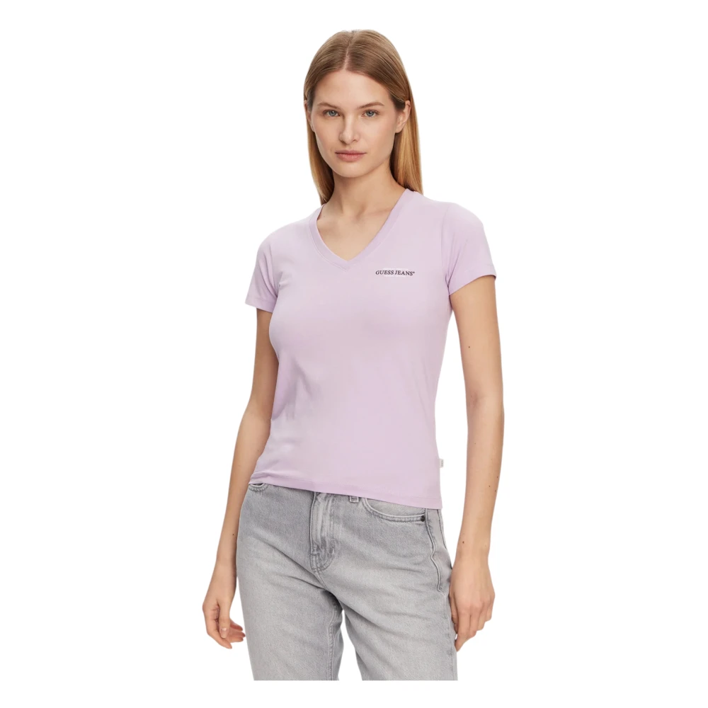 Guess Biologisch Katoen Korte Mouw T-shirt Purple Dames