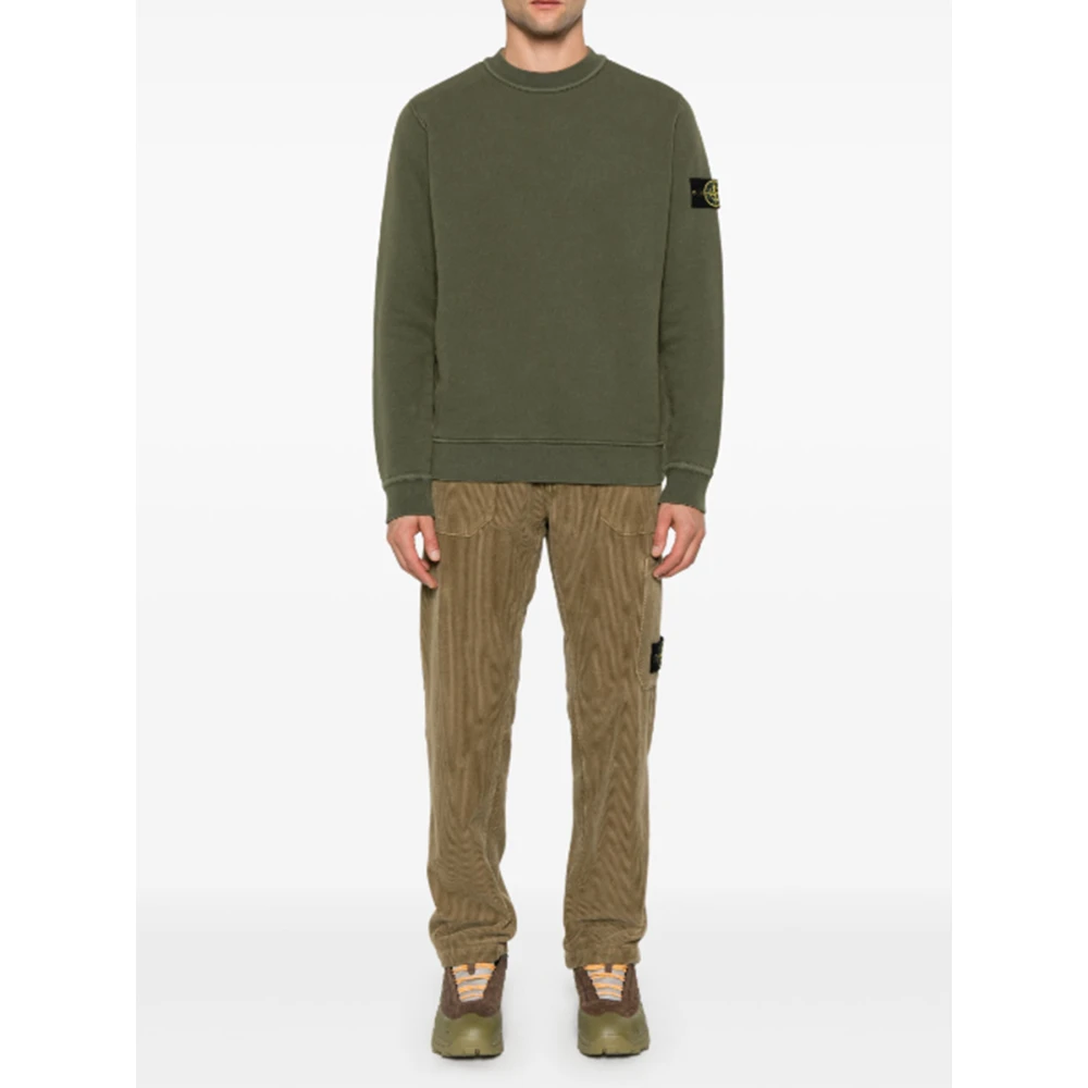Stone Island Diagonaal Fleece Trui Groen Mos Green Heren