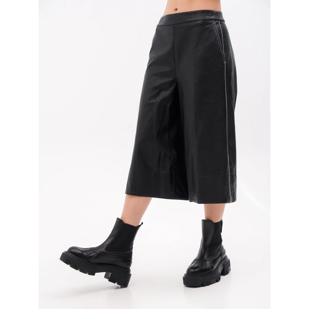 Beatrice .b Zwarte imitatieleren culotte broek Black Dames