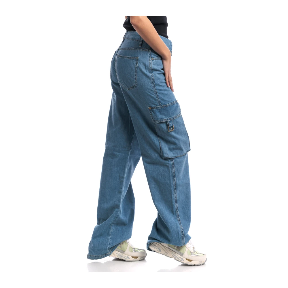 Liu Jo Cargo Zakken Hoge Taille Jeans Blue Dames