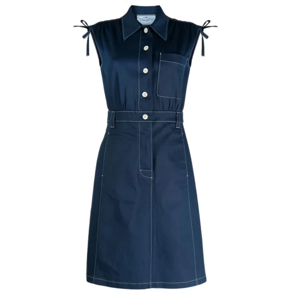 Prada Vintage Pre-owned Cotton dresses Blue Dames