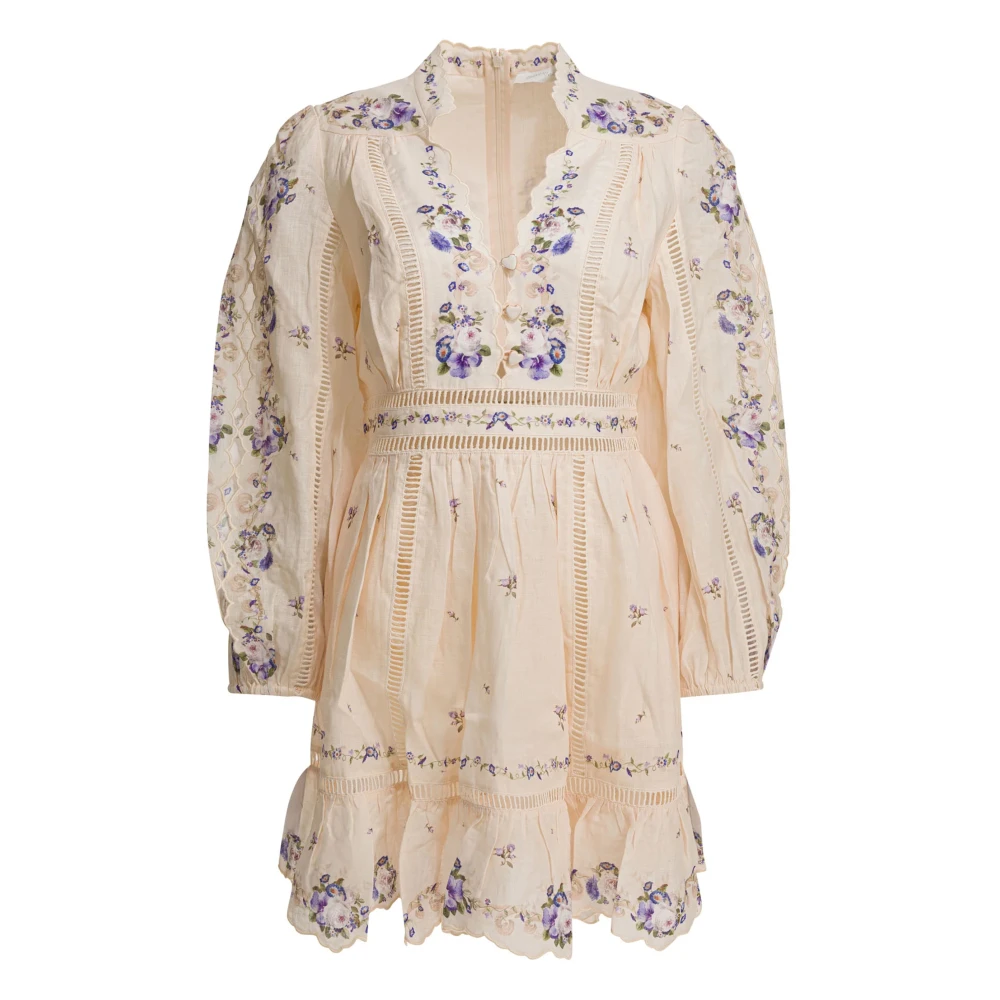 Zimmermann Women's Beige Patience Mini Dress - Short Dresses - M - Dresses