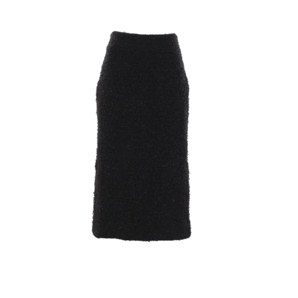 Balenciaga Zwarte Tweed Pencil Rok Black Dames