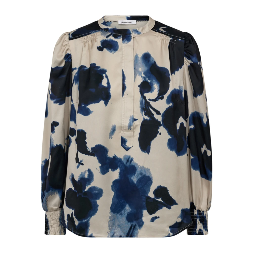 Co'Couture Elegante Satijnen Blouse met Mandarin Kraag Multicolor Dames