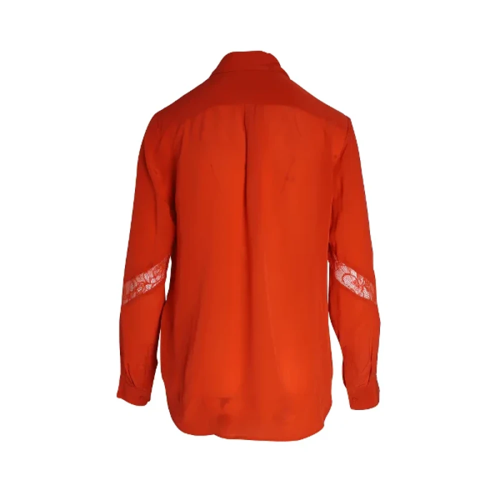 Maje Oranje Zijden Kant-Trim Shirt Orange Dames
