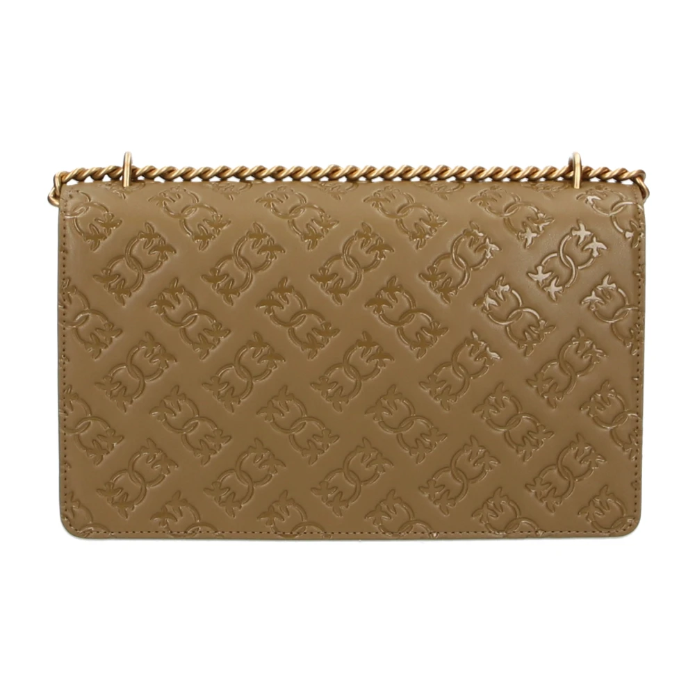 pinko Love Bag Schoudertas met Love Birds Monogram Print Green Dames
