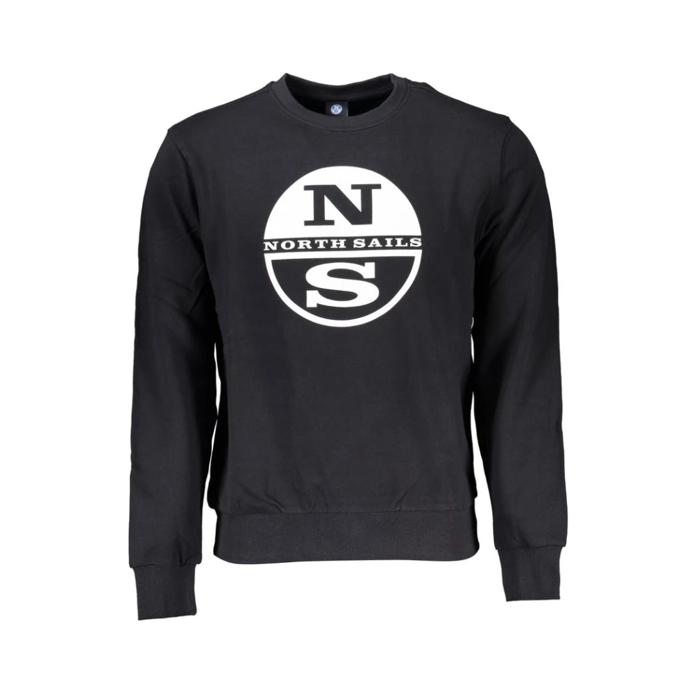 North Sails Men's Black Cotton Sweatshirt With Logo Print Extra Large