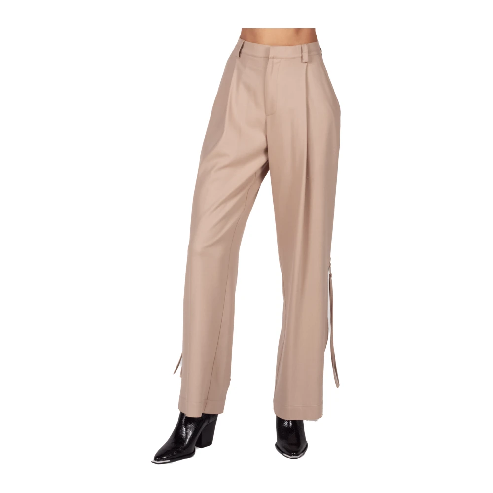 Semicouture Beige Athenais Ritszoom Broek Beige Dames