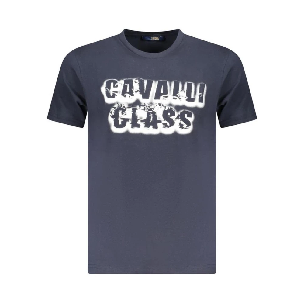 Cavalli Class Men's Blue Graffiti Tee In
