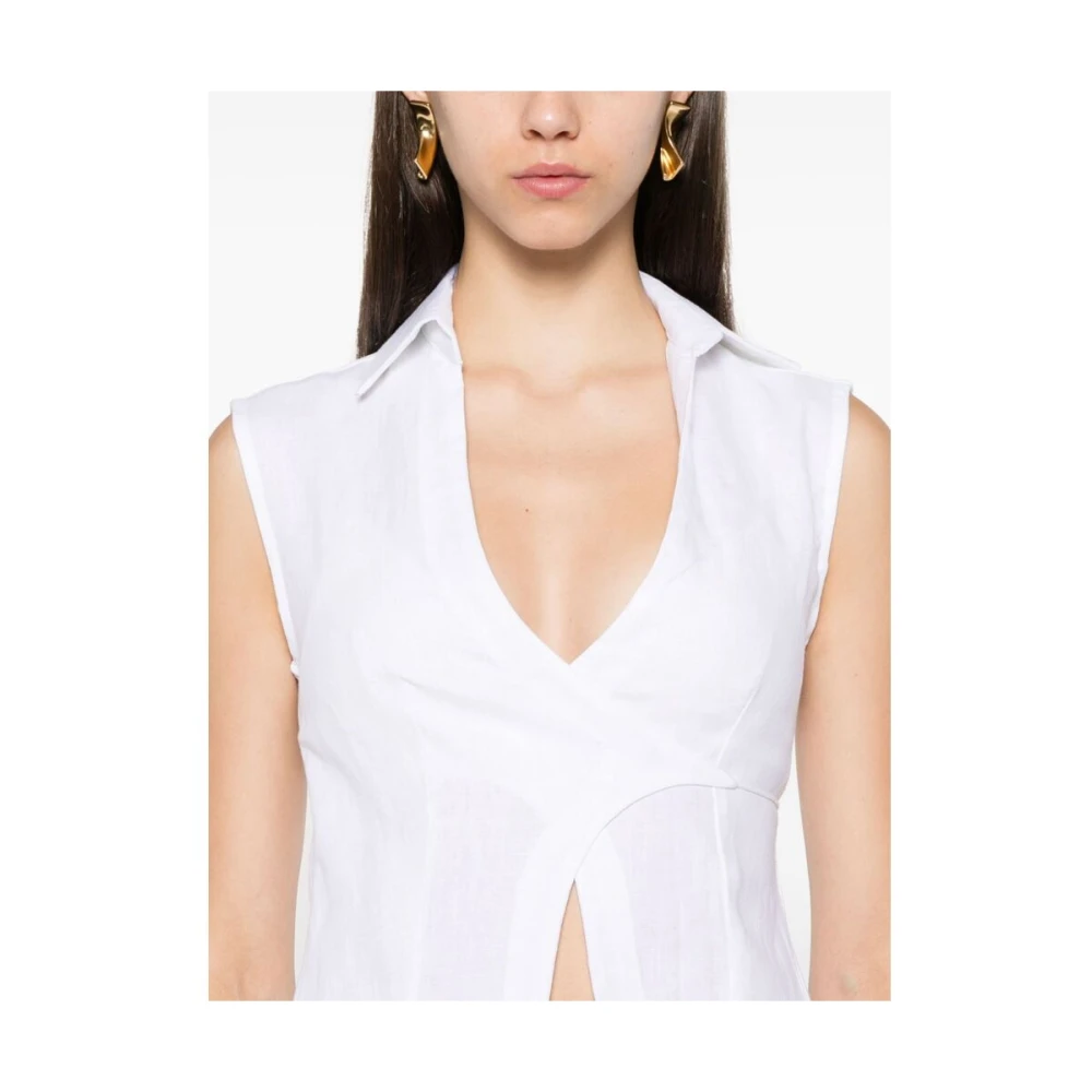 Faithfull the Brand Witte Linnen Wrap Mouwloze Shirt White Dames