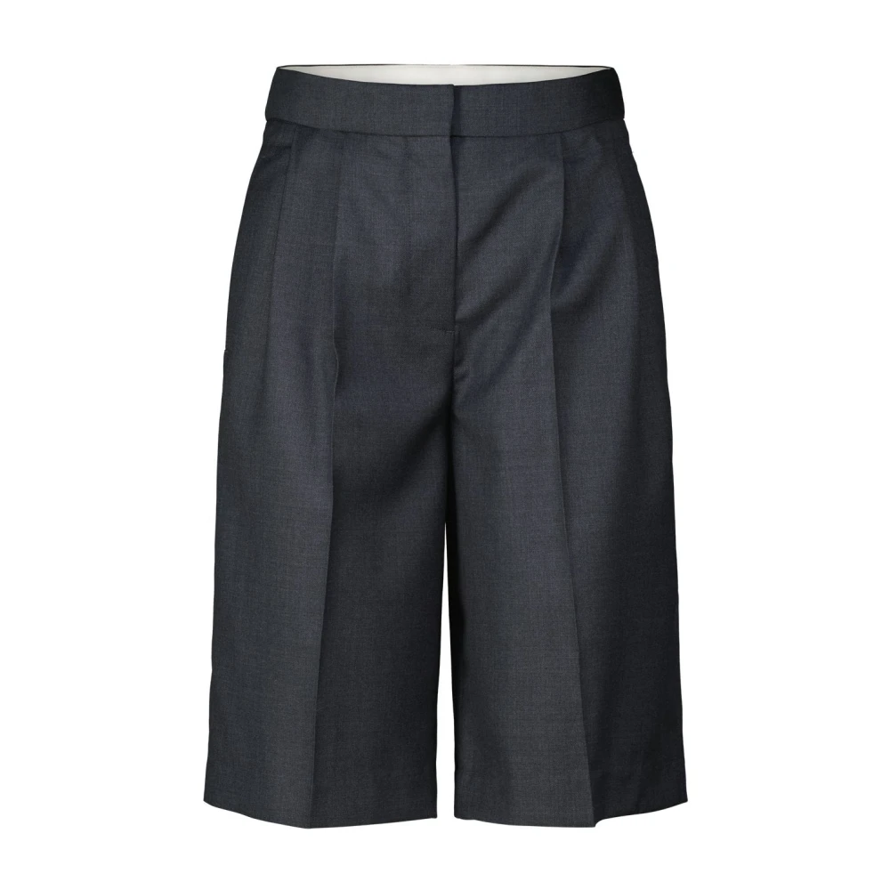 Loulou Studio Wollen Bermuda Shorts met hoge taille Gray Dames