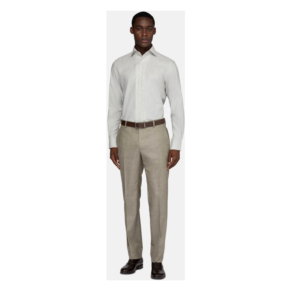 Boggi Milano Regular Fit Honingraat Katoenen Overhemd Gray Heren