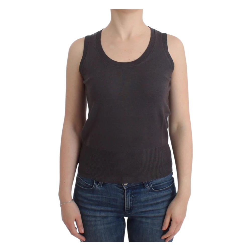 John Galliano Women's Brown Sleeveless Knit Top